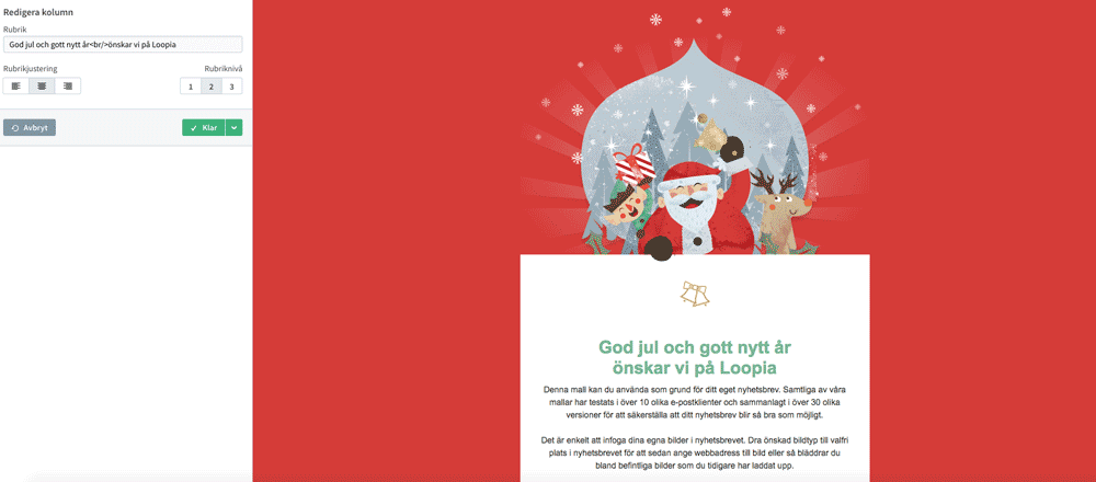 Skicka julkort via e-post till dina kunder med Loopias nyhetsbrevstjänst