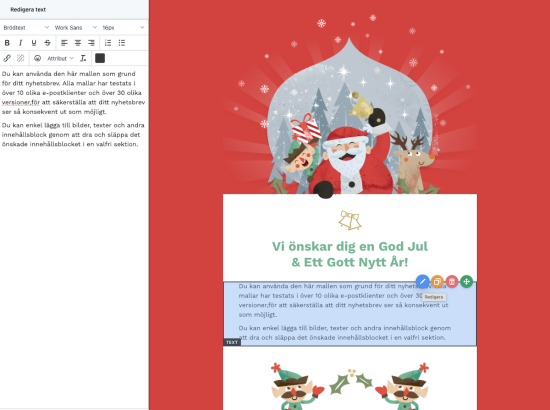 Redigera textblock i nyhetsbrevsverktyget
