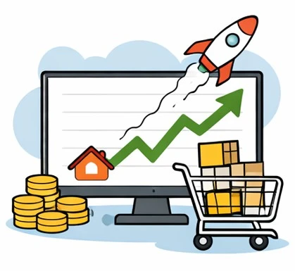Tecknad graf som visar att e-handeln har ökat